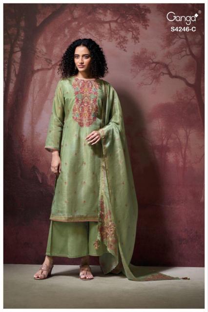 Ganga Janelia 4246 catalog salwar kameez materials wholesale