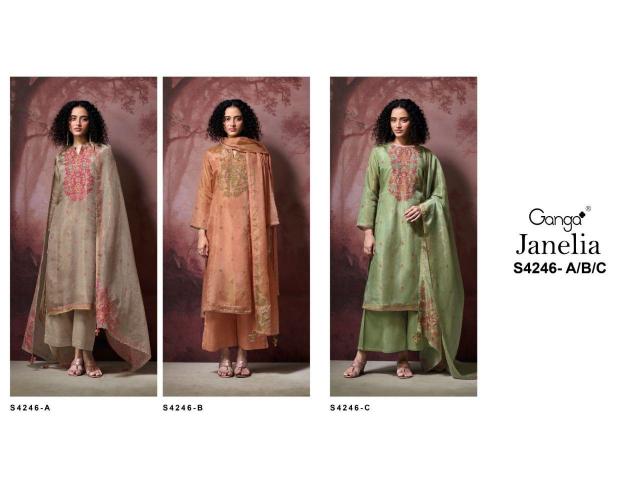 Ganga Janelia 4246 catalog salwar kameez materials wholesale