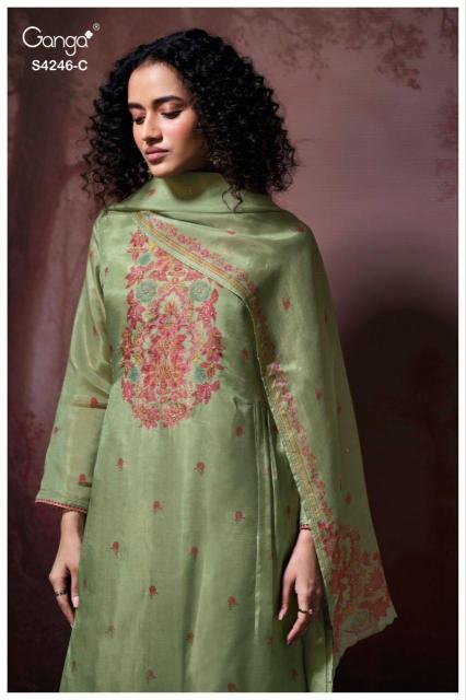 Ganga Janelia 4246 catalog salwar kameez materials wholesale