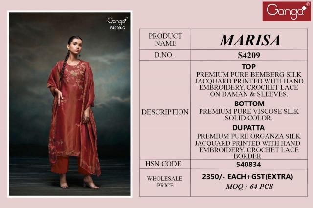 Ganga Marisa 4209 catalog wholesale indian salwar kameez