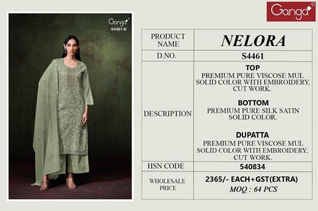 Ganga Nelora 4461 catalog wholesale salwar kameez catalogs
