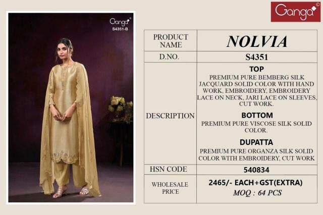 Ganga Nolvia 4351 catalog salwar kameez wholesale in chennai