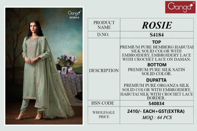 Ganga Rosie 4184 catalog wholesale salwar kameez india surat