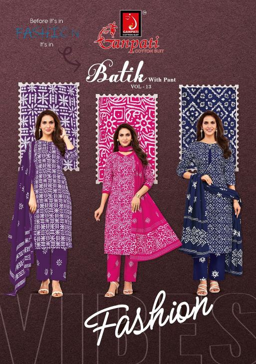 Ganpati Batik Vol-13 – Kurti Pant With Dupatta - Wholesale Catalog