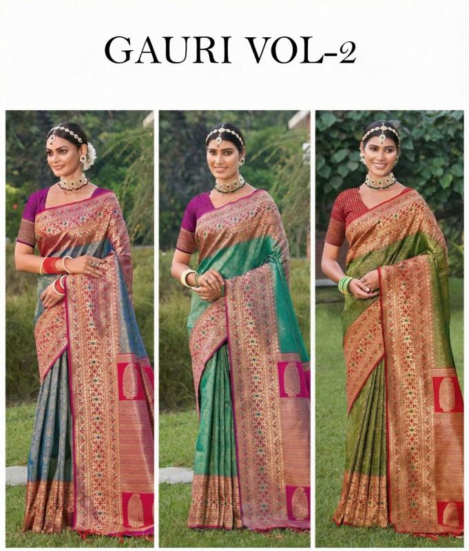 GAURI VOL 2 by Astita fancy designer Banarasi silk fabric saree wholesale with Fancy latkan