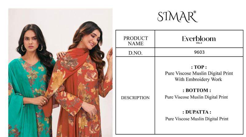Glossy Simar Everbloom vol 3 catalog wholesale market of salwar kameez in kolkata