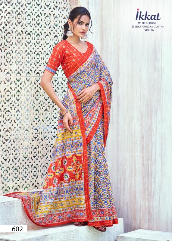 Ikkat 604 TO 610 catalog mal cotton sarees