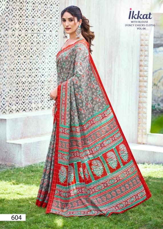 Ikkat 604 TO 610 catalog mal cotton sarees