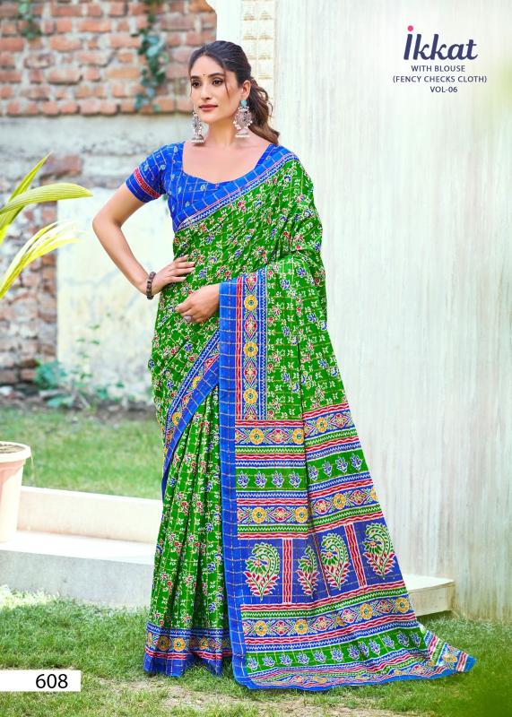 Ikkat 604 TO 610 catalog mal cotton sarees