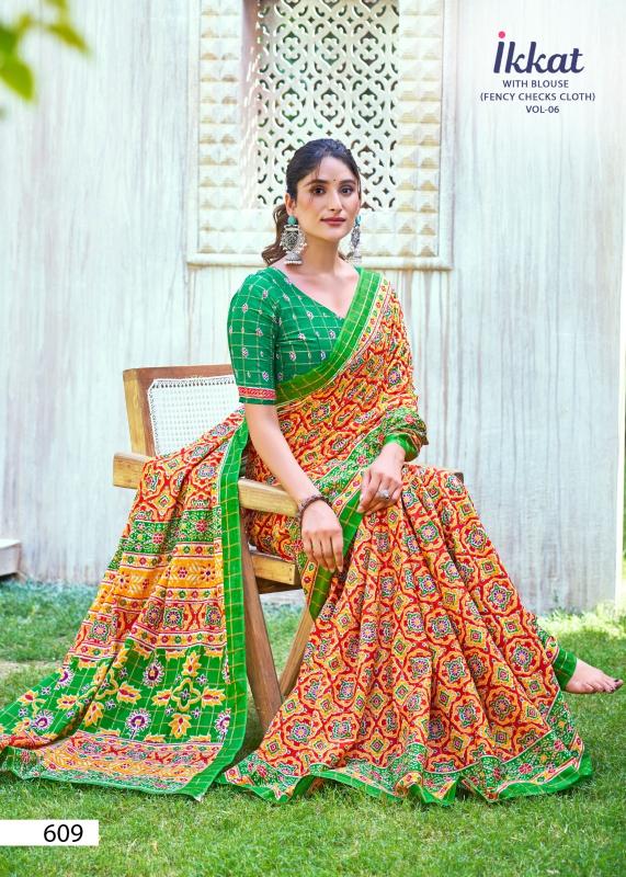 Ikkat 604 TO 610 catalog mal cotton sarees