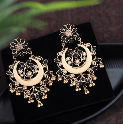 Juri craft Lunches D AER 2788- Black fancy earrings wholesale