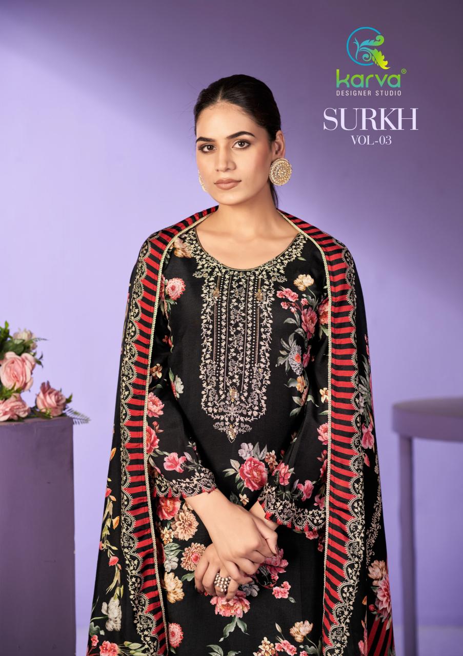 Karva Surkh vol 3 catalog wholesale pakistani salwar kameez