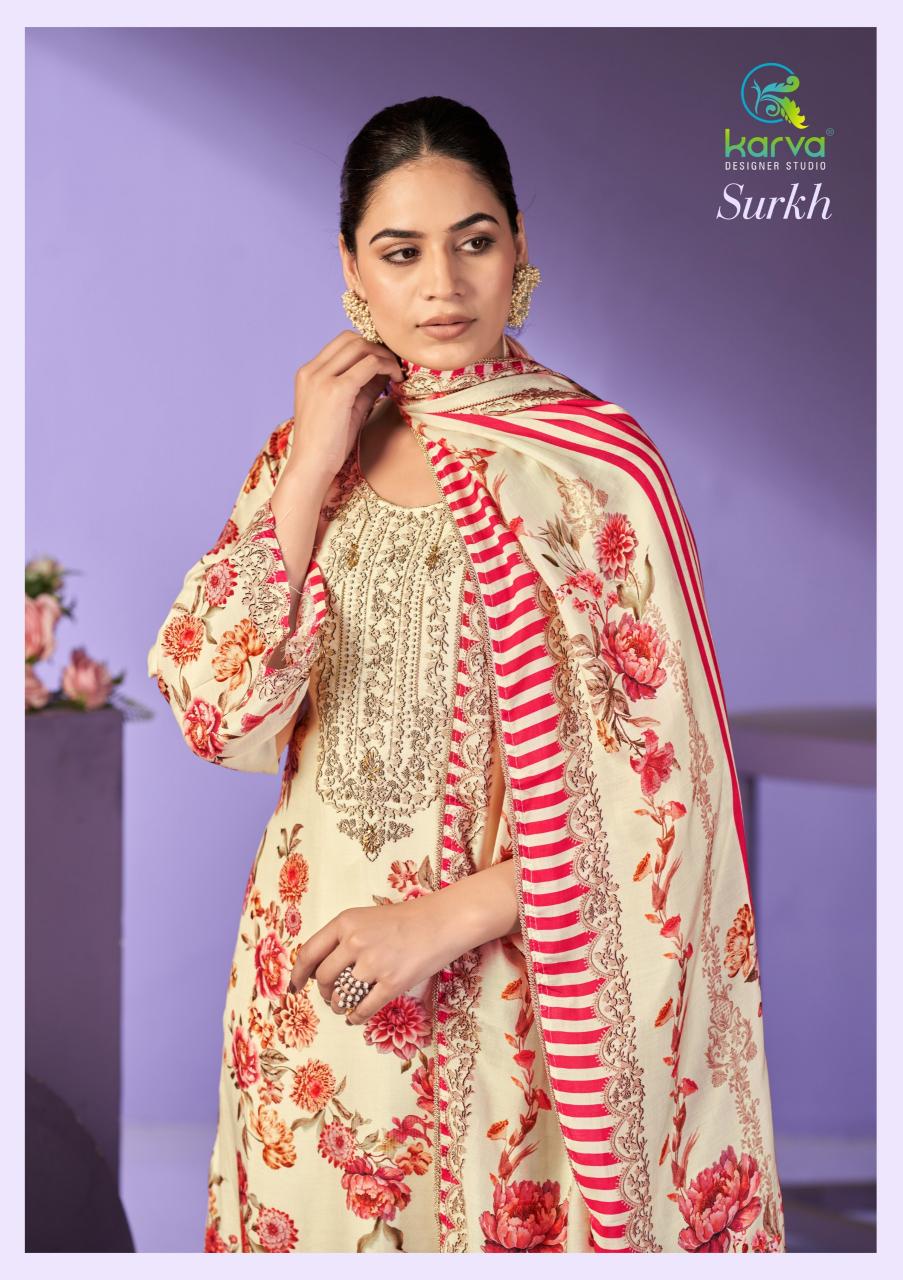 Karva Surkh vol 3 catalog wholesale pakistani salwar kameez