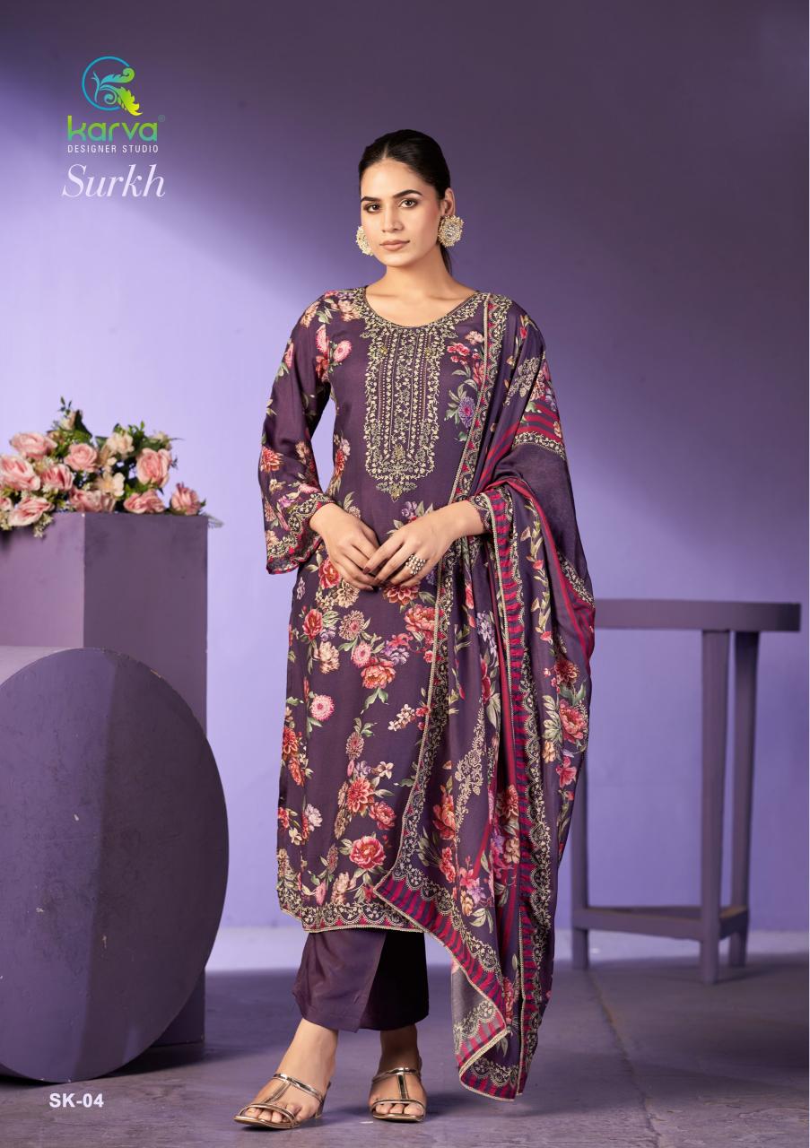 Karva Surkh vol 3 catalog wholesale pakistani salwar kameez