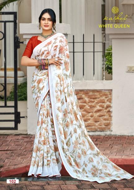 Kashvi White Queen catalog georgette saree in surat
