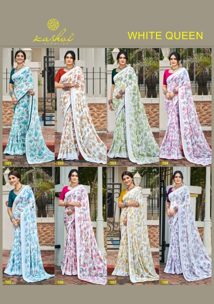 Kashvi White Queen catalog georgette saree in surat