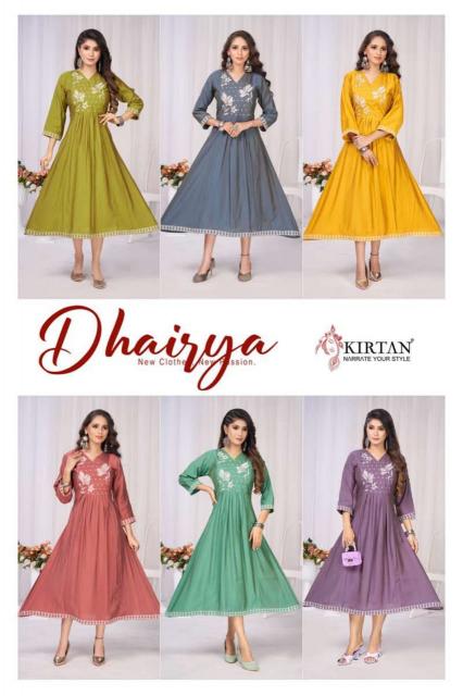 Kirtan Dhairya catalog mal chanderi anarkali kurtis 