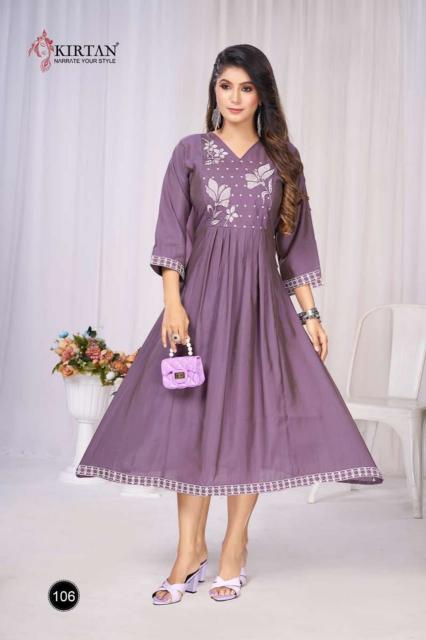 Kirtan Dhairya catalog mal chanderi anarkali kurtis 