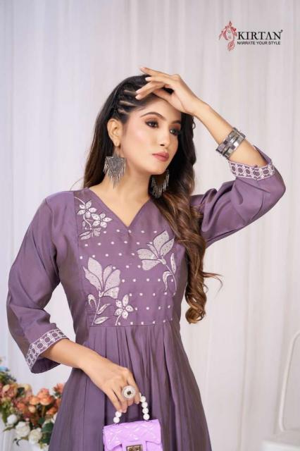 Kirtan Dhairya catalog mal chanderi anarkali kurtis 