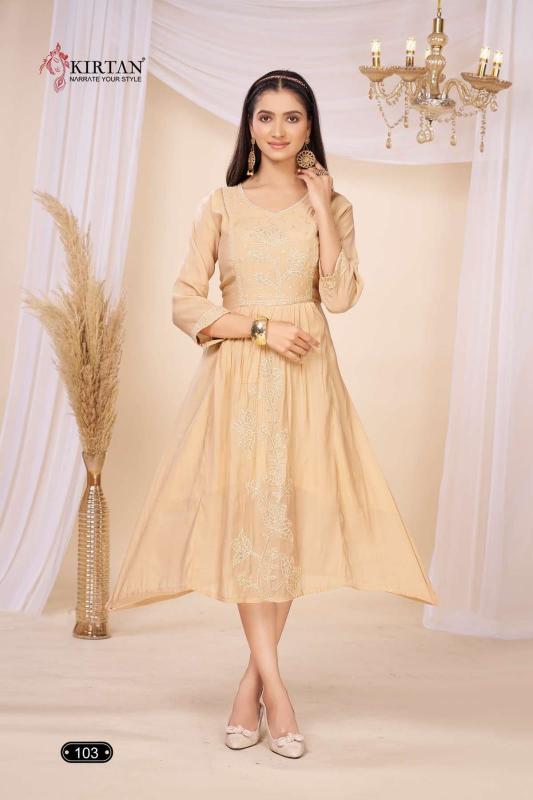 Kirtan Kamakshi catalog chanderi kurtis