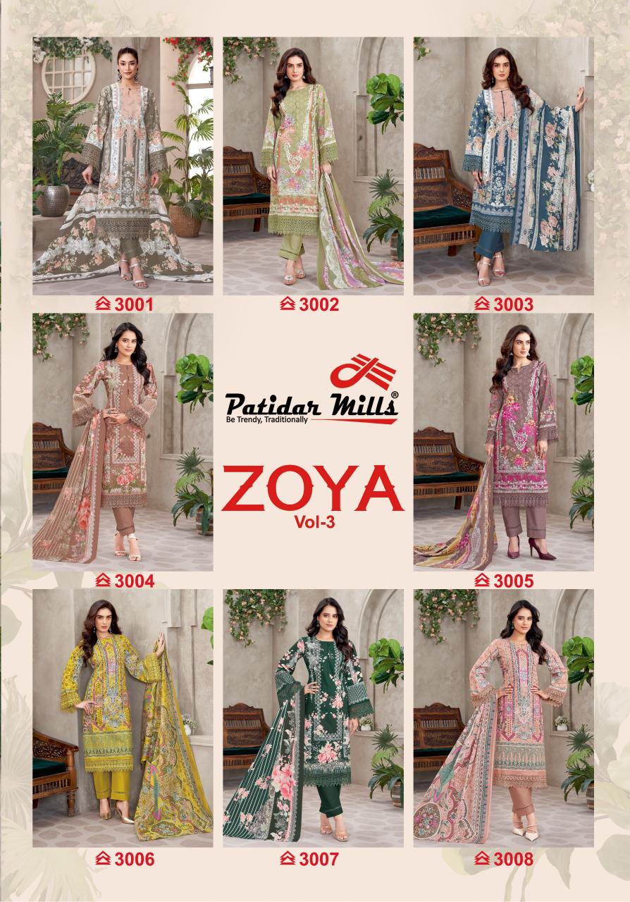 Patidar Zoya Vol-03 – Karachi Dress Material - Wholesale Catalog