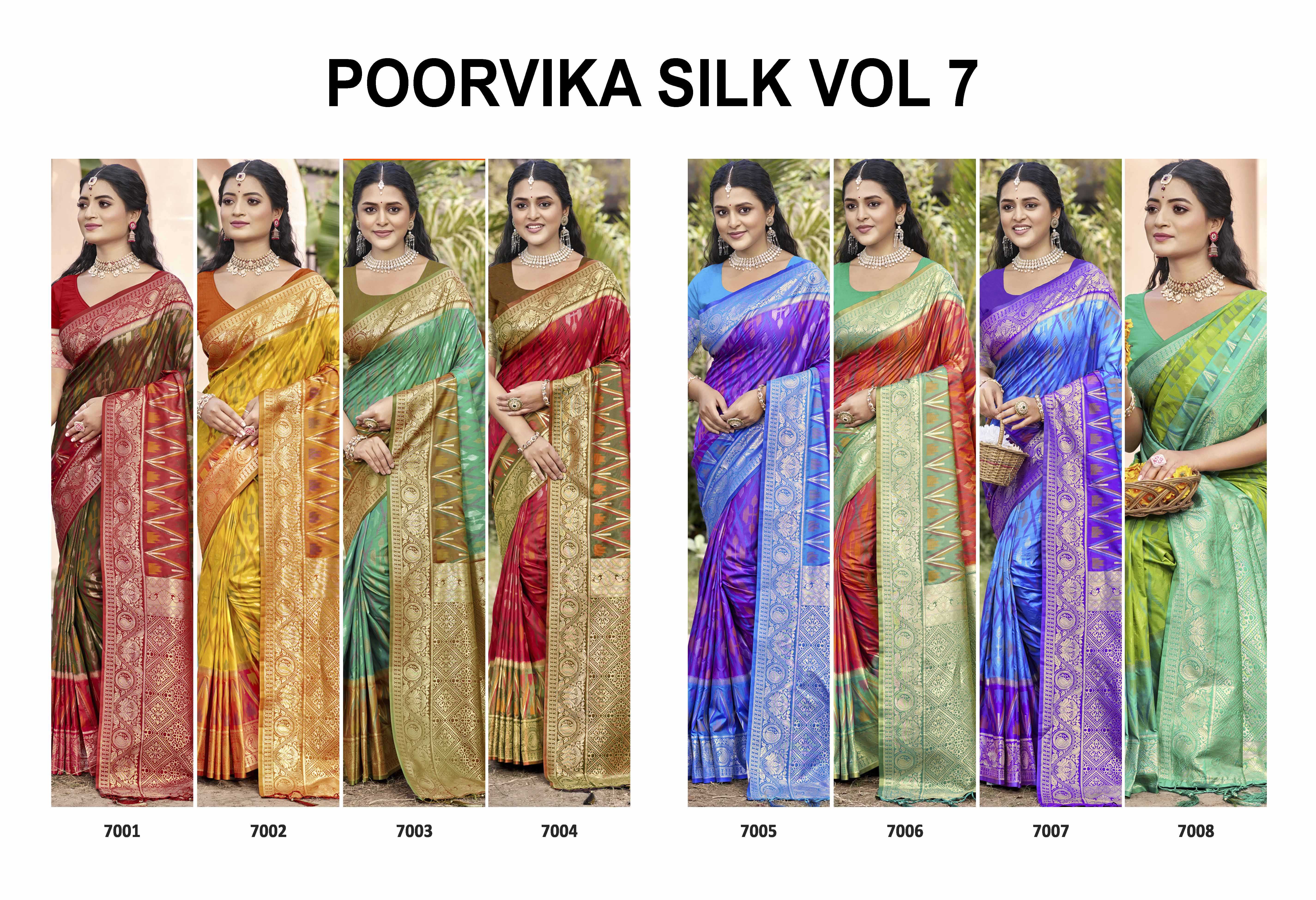 POORVIKA SILK VOL 7 by Astita fancy designer Pochampalli Soft Silk fabric saree wholesale with Fancy latkan