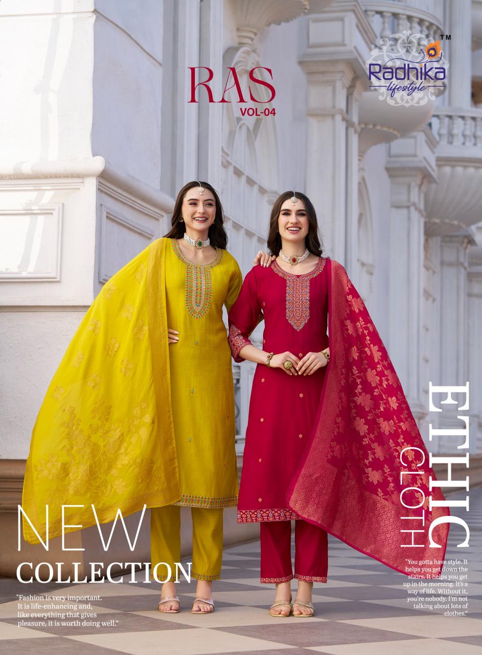 Radhika Lifestyle Raas vol 4 catalog silk kurtis wholesale