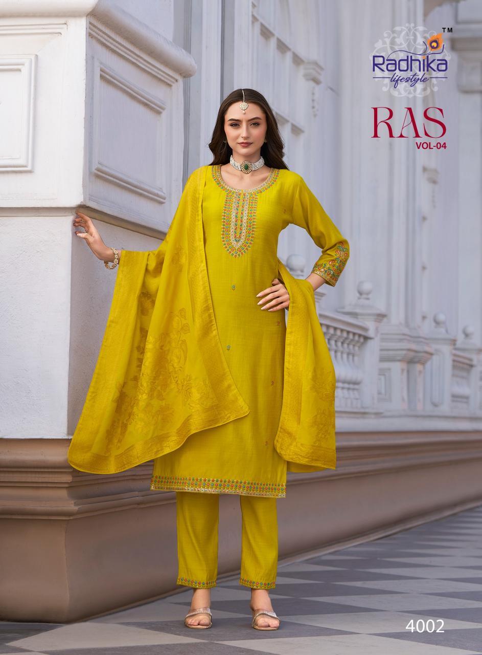 Radhika Lifestyle Raas vol 4 catalog silk kurtis wholesale