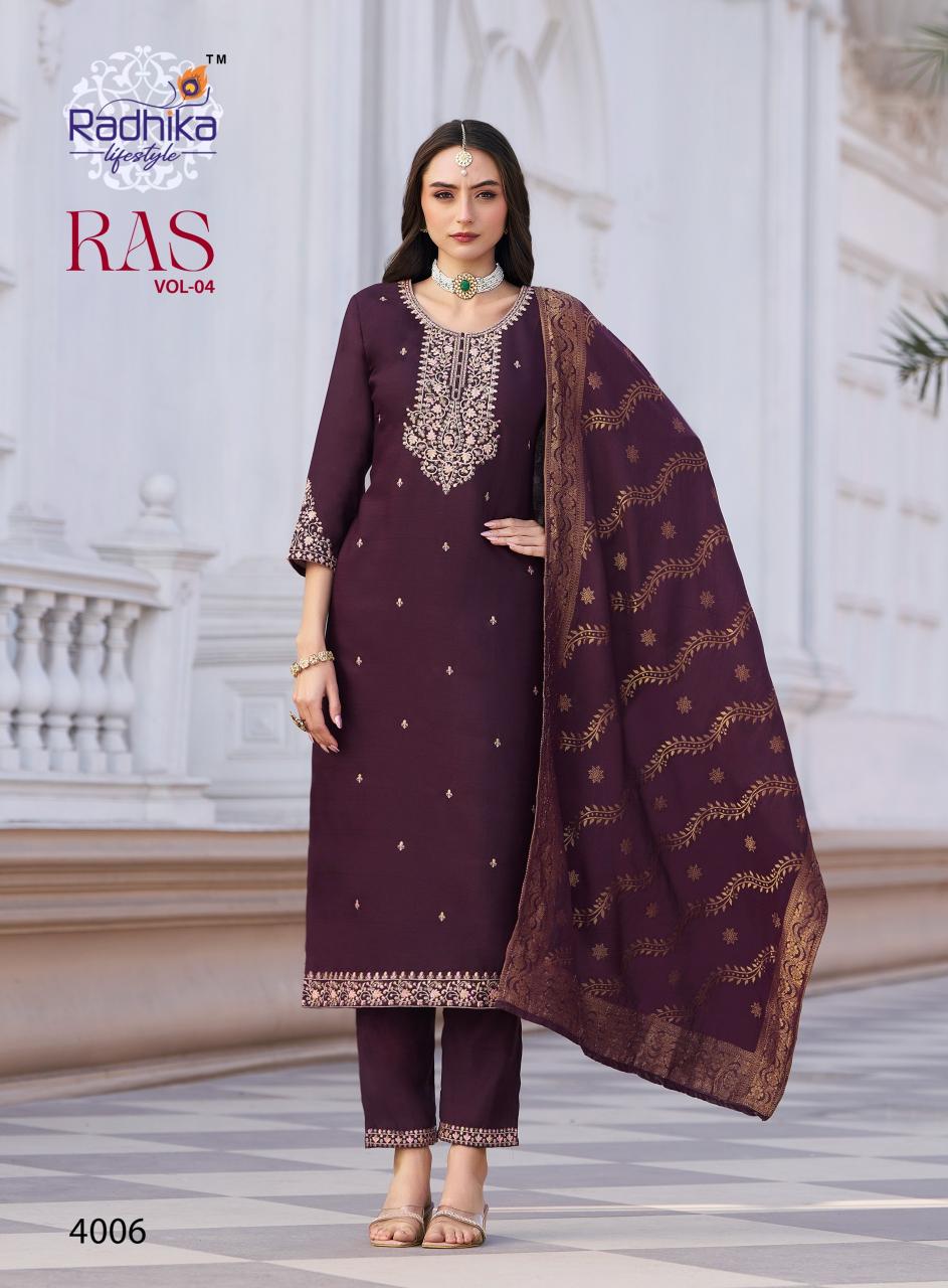 Radhika Lifestyle Raas vol 4 catalog silk kurtis wholesale
