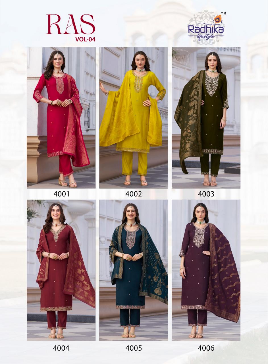 Radhika Lifestyle Raas vol 4 catalog silk kurtis wholesale
