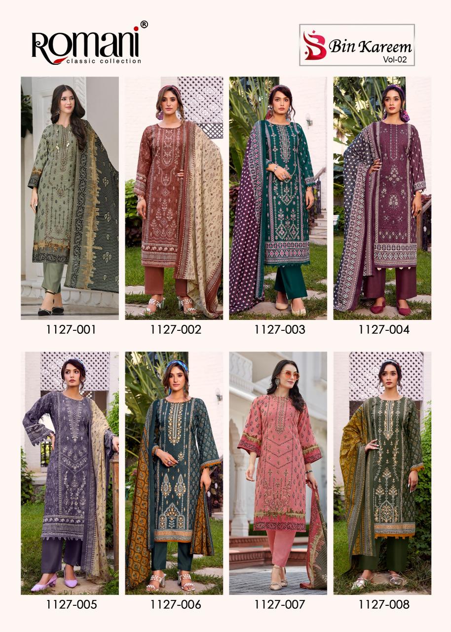 Romani Bin Kareem vol 2 catalog dress materials wholesale soft cotton