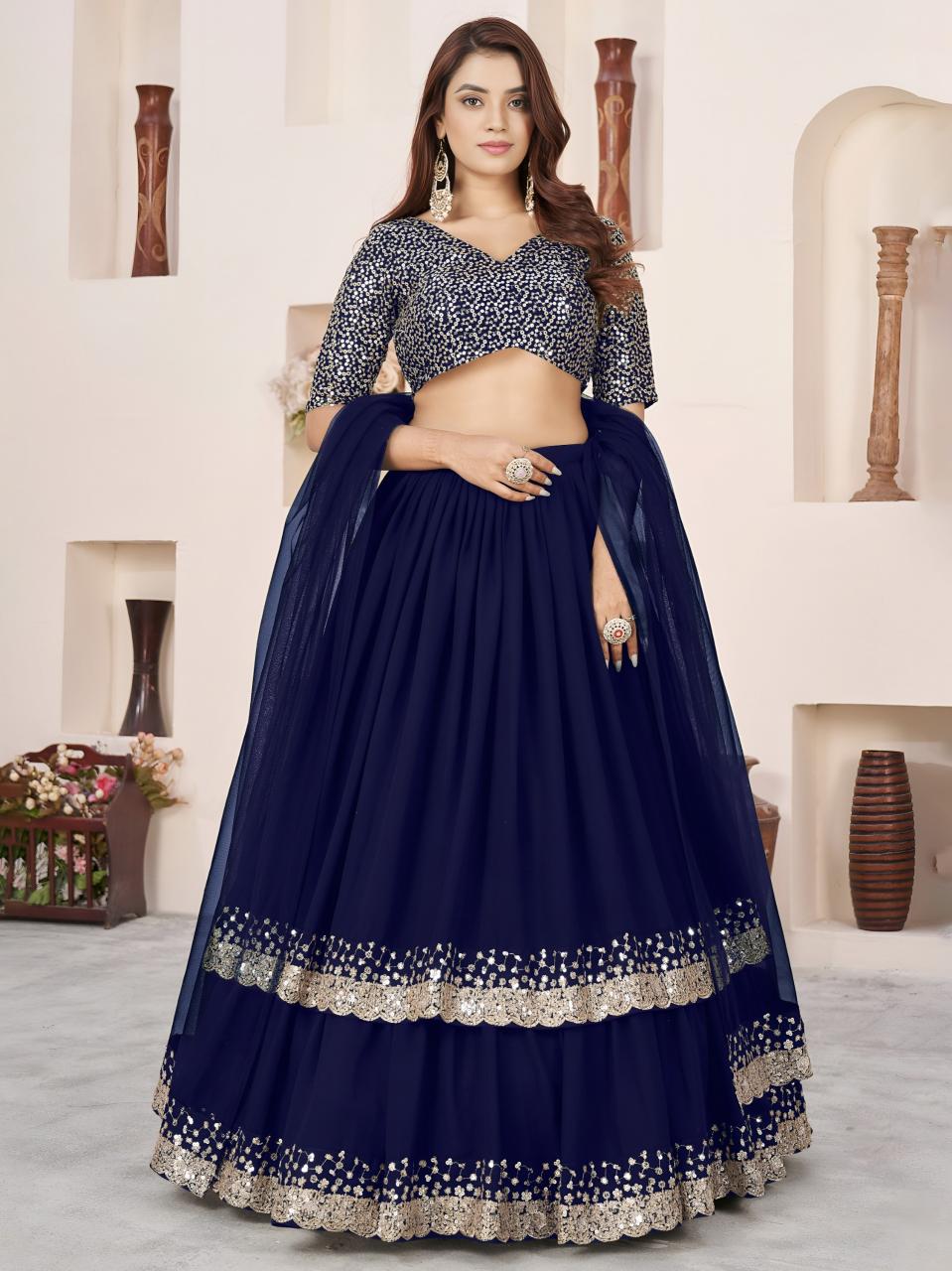 Sabella 5066 Blue catalog lehenga for reception online india