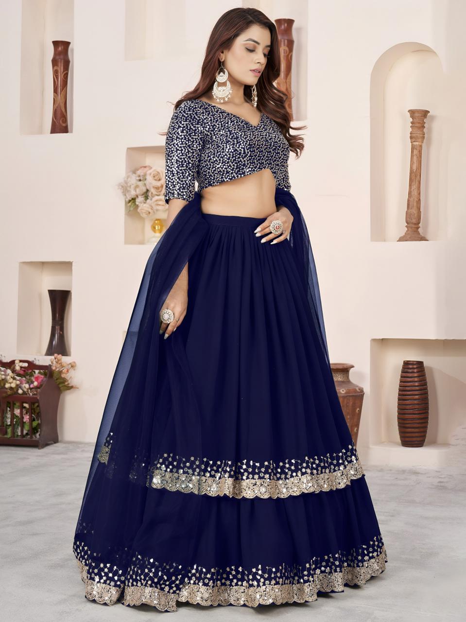 Sabella 5066 Blue catalog lehenga for reception online india