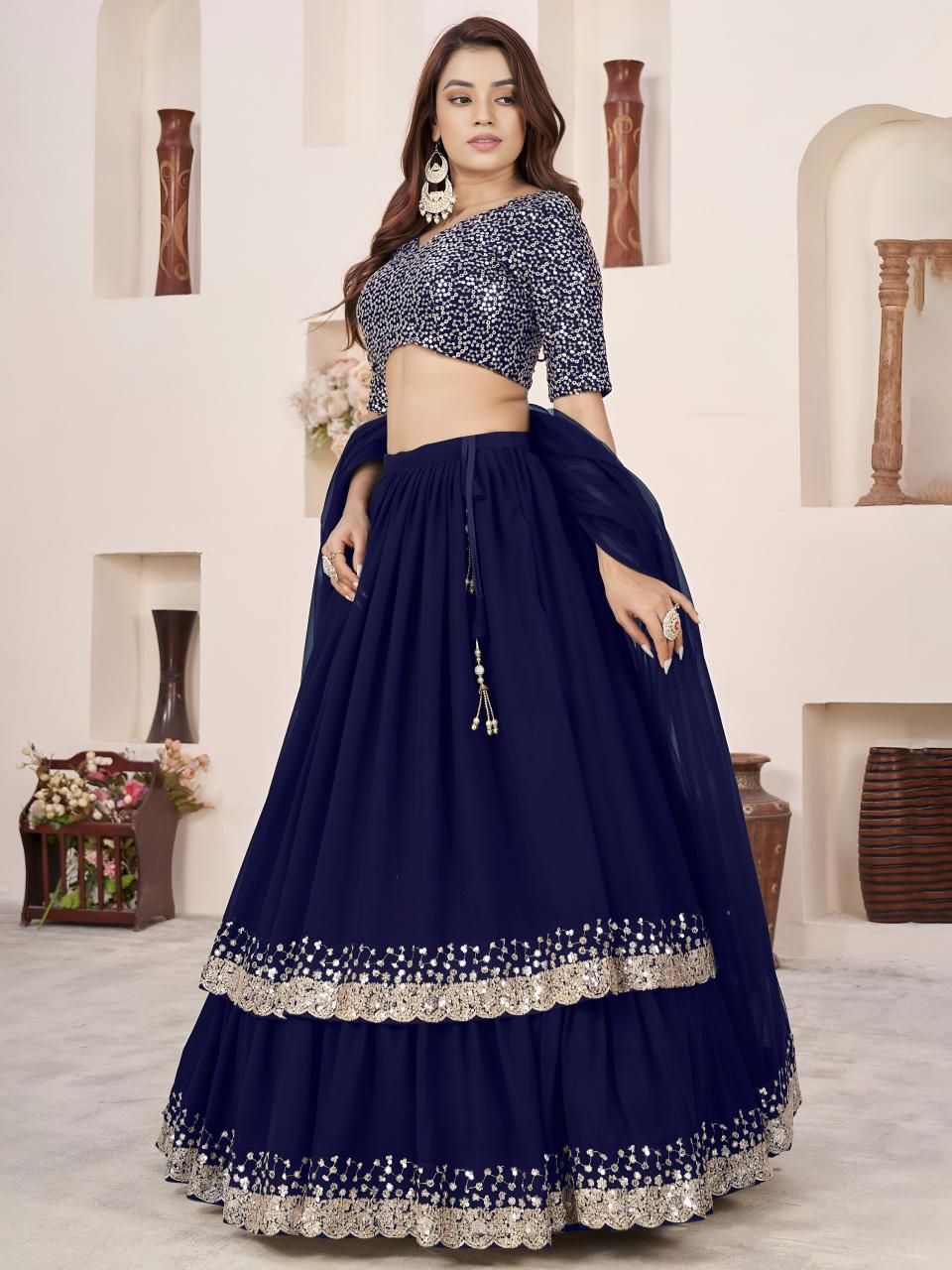 Sabella 5066 Blue catalog lehenga for reception online india