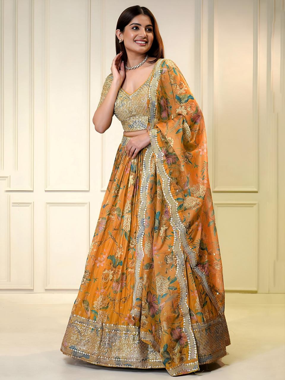 Sabella 7066 ORANGE catalog lehenga choli online india below 2500