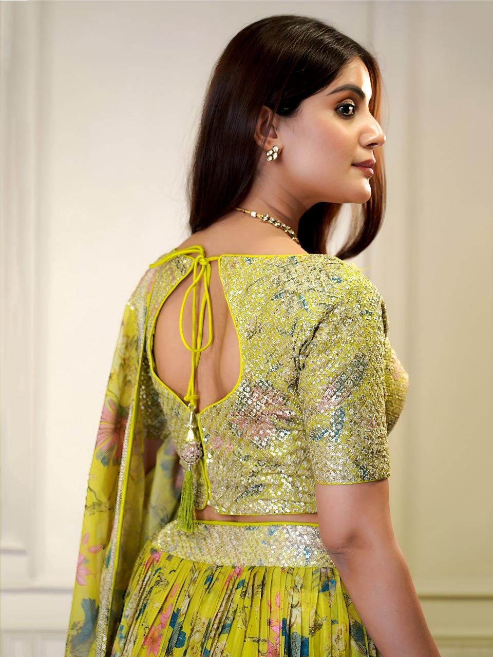 Sabella 7066 YELLOW catalog organza lehenga online india