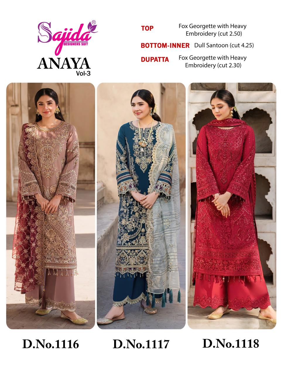Sajida Anaya vol 3 catalog pakistani suits for ladies 
