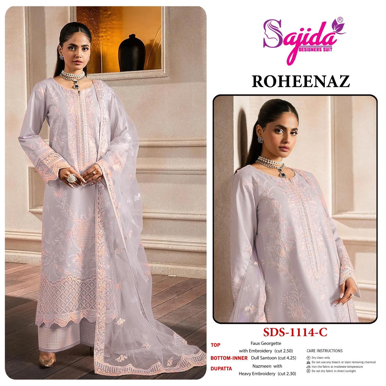 Sajida Roheenaz catalog georette pakistani copy suits