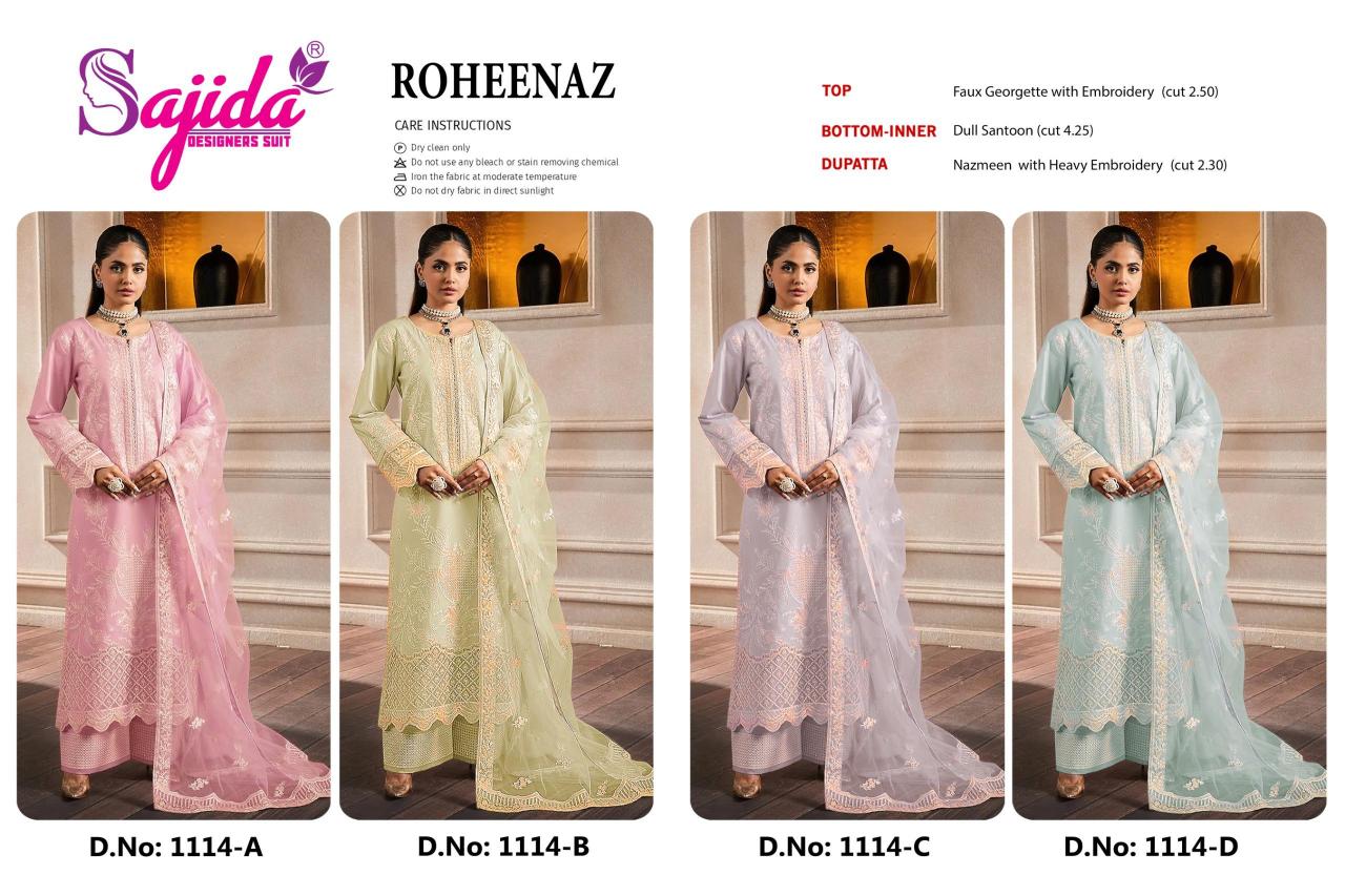 Sajida Roheenaz catalog georette pakistani copy suits