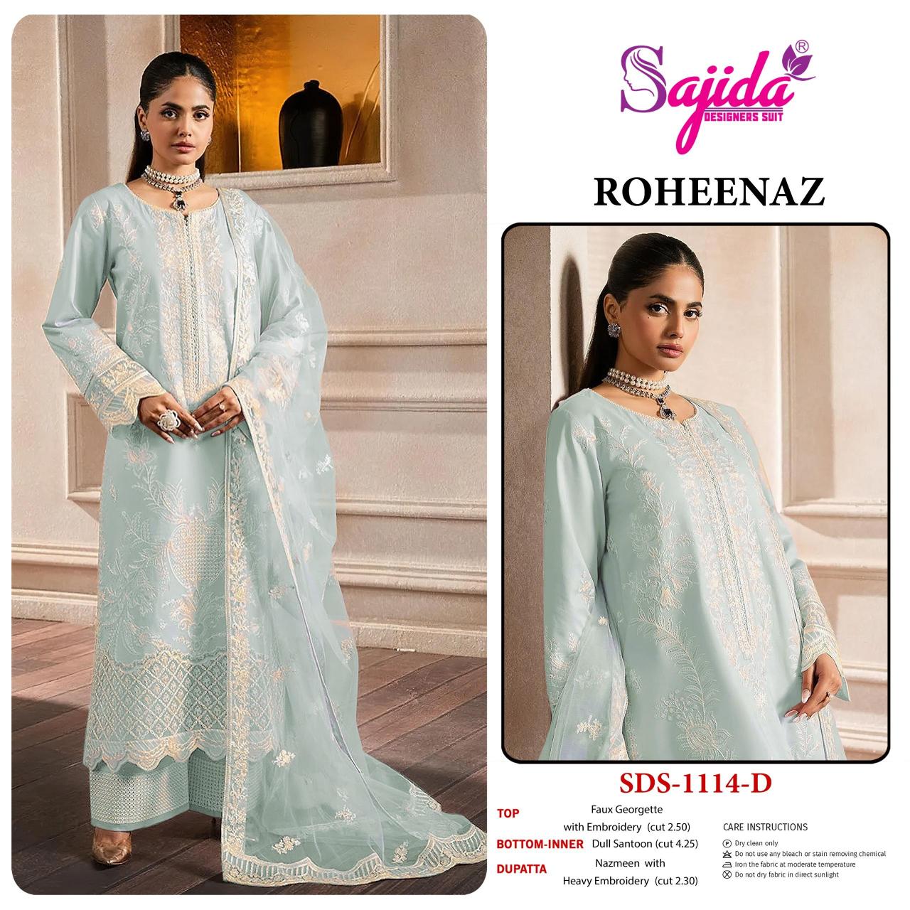 Sajida Roheenaz catalog georette pakistani copy suits