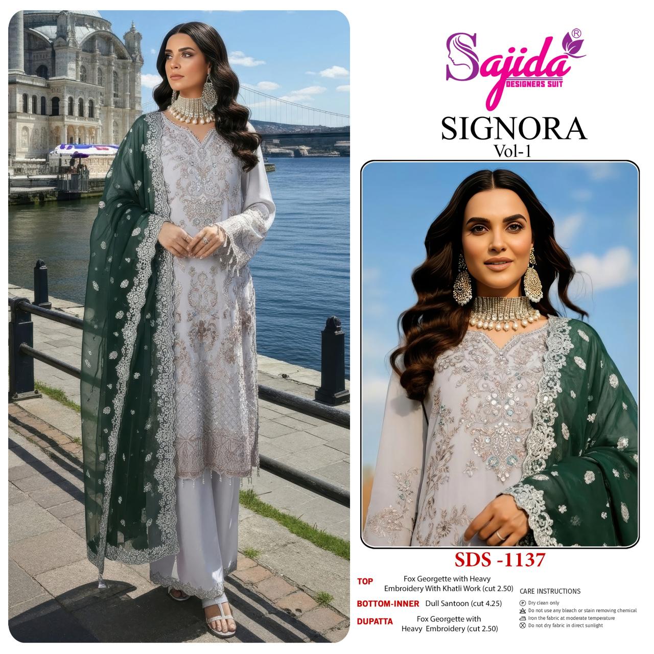 Sajida Signora Vol 1 catalog Embroidered Work Pakistani Salwar Kameez