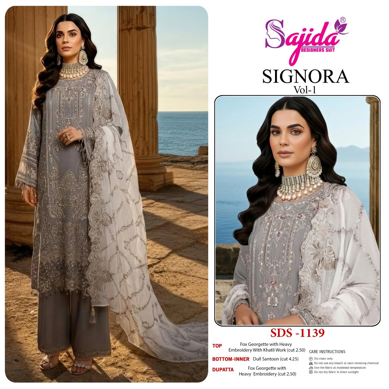 Sajida Signora Vol 1 catalog Embroidered Work Pakistani Salwar Kameez