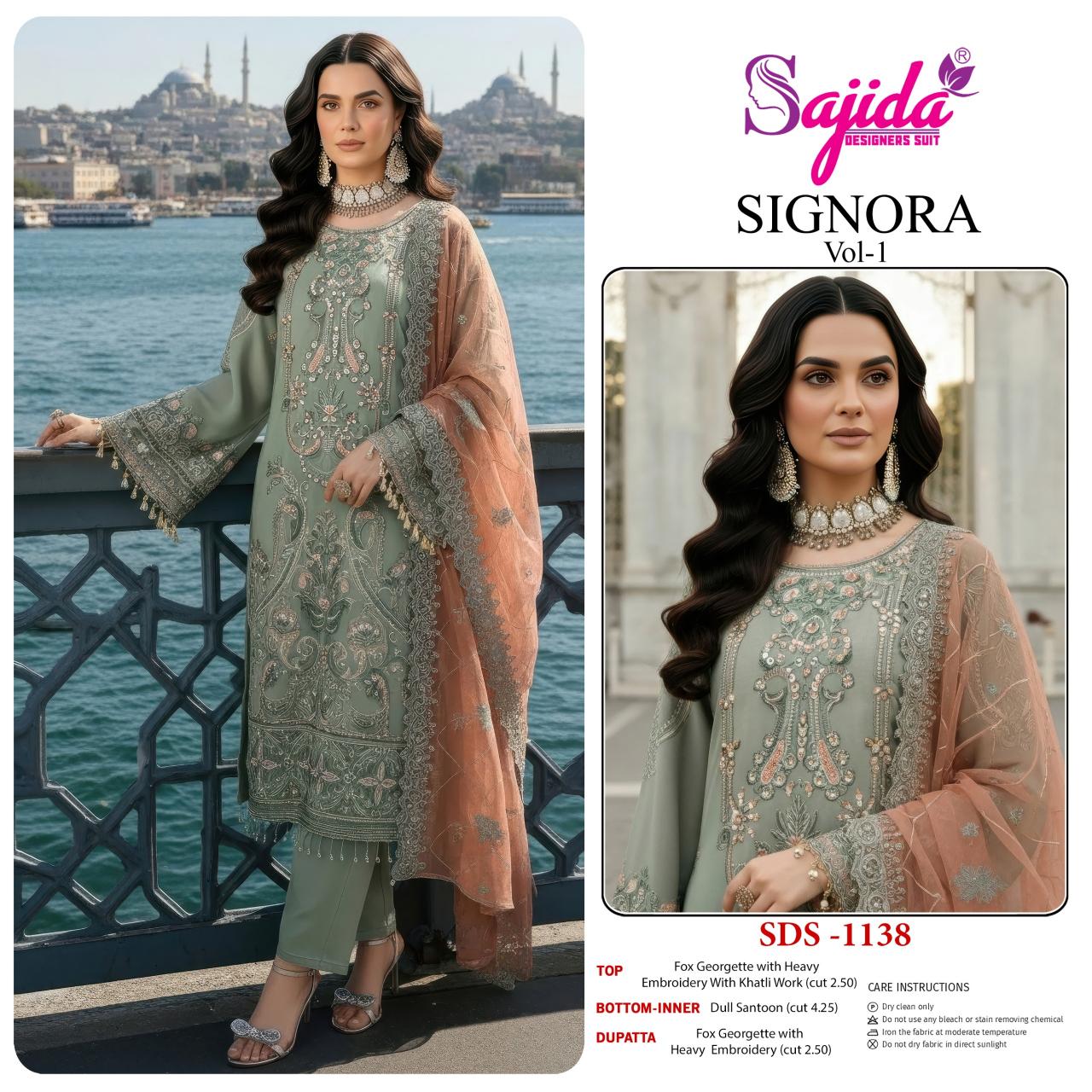 Sajida Signora Vol 1 catalog Embroidered Work Pakistani Salwar Kameez