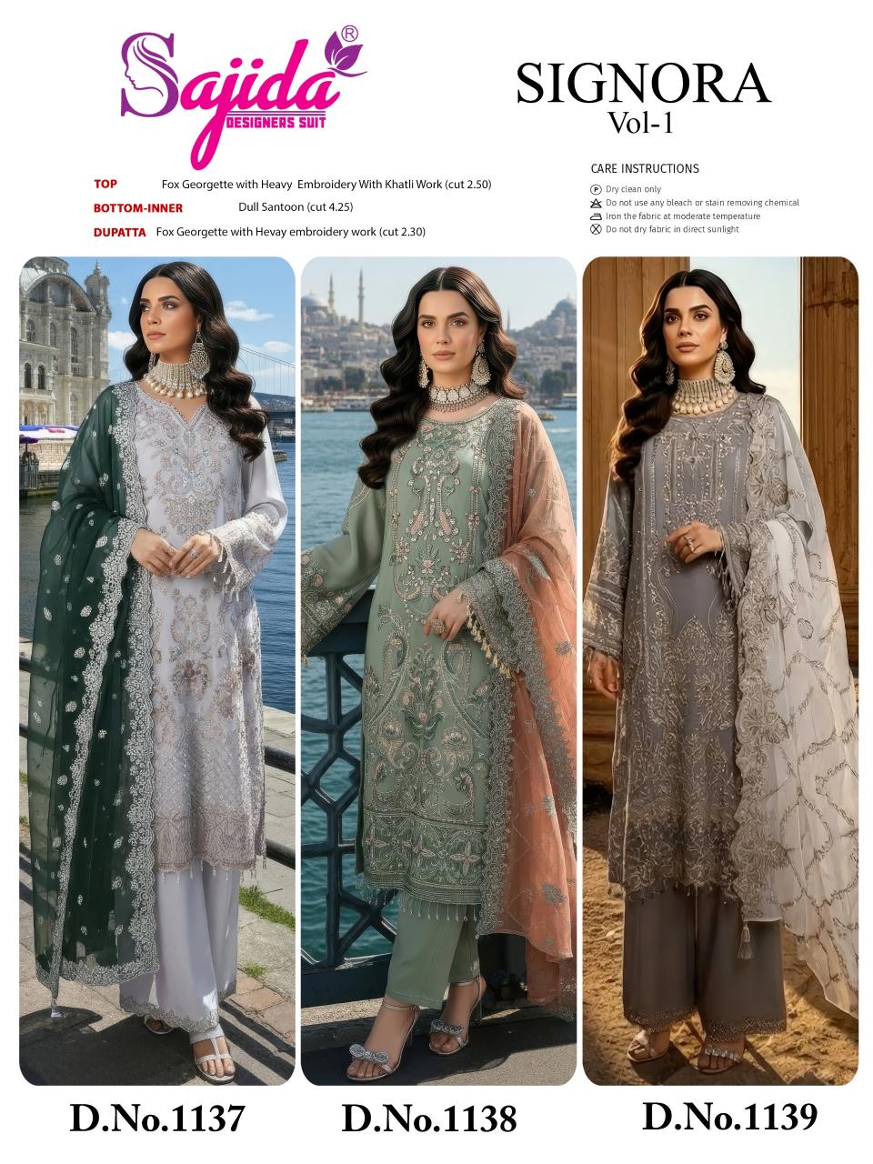 Sajida Signora Vol 1 catalog Embroidered Work Pakistani Salwar Kameez