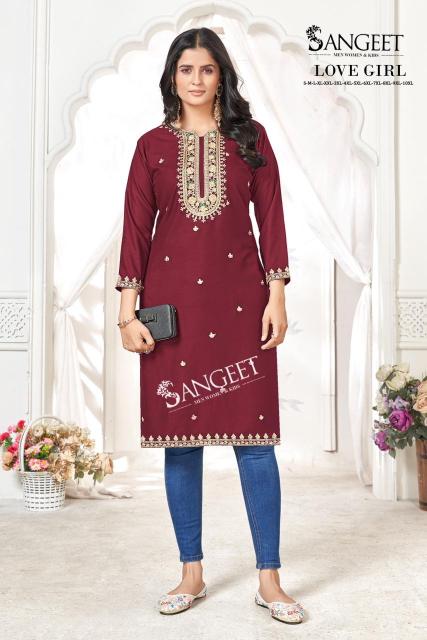 Sangeet Love Girl catalog rayon kurti wholesale
