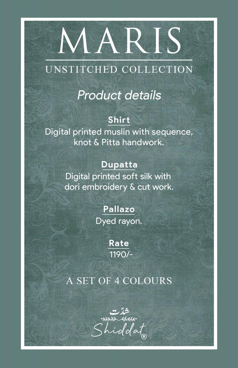 Shiddat Maris 1009 catalog wholesale salwar kameez dealers