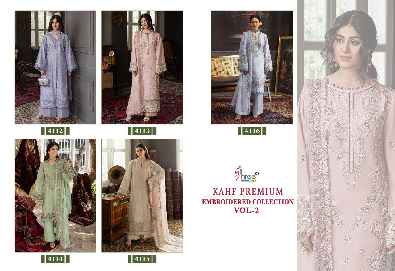 Shree Fabs Kahf Premium Embroidered coll vol 2 catalog Chiffon Dupatta pakistani designer suits