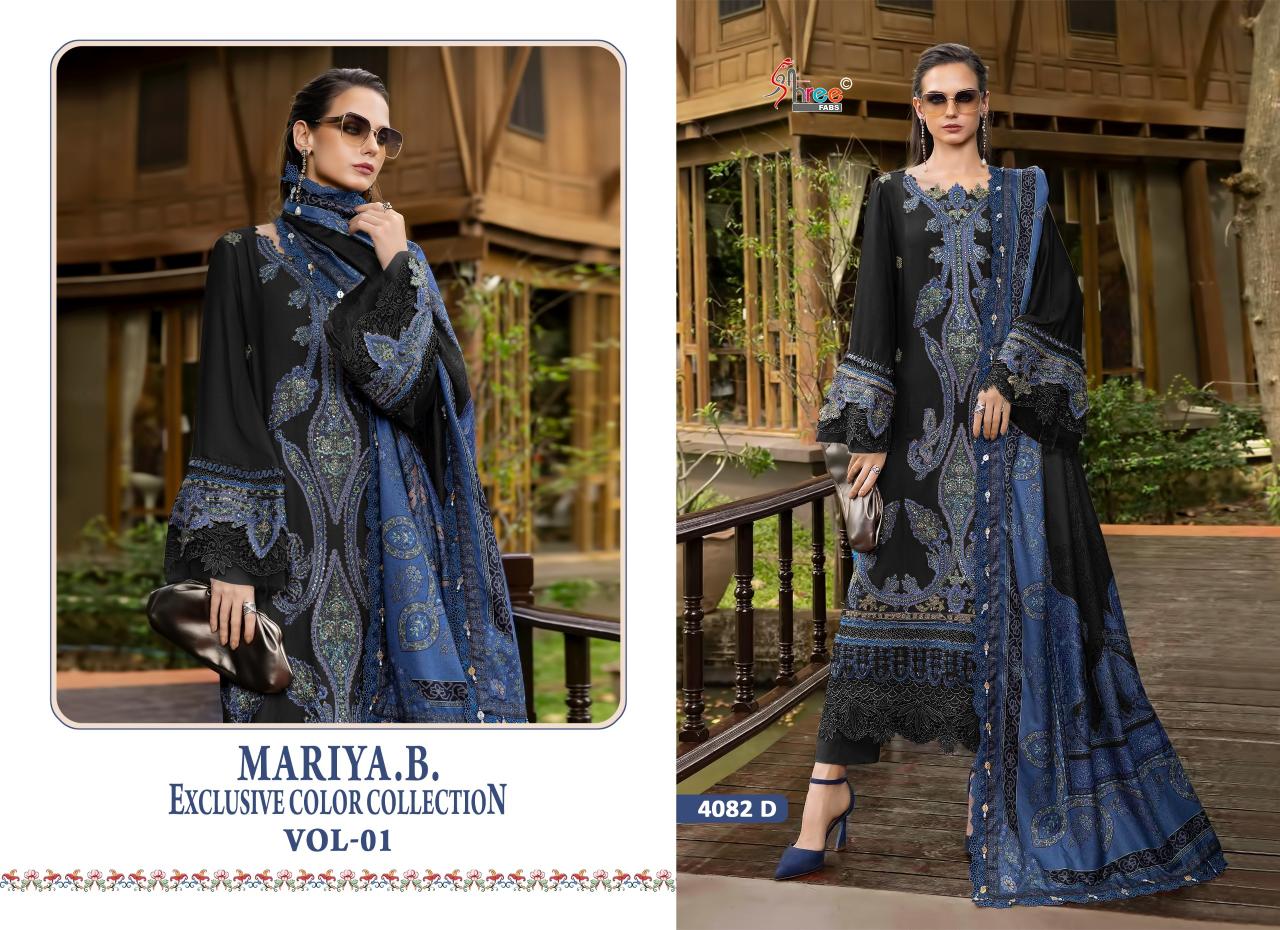 Shree Fabs Mariya B 4082 A To D Cotton Dupatta pakistani copy suits in delhi