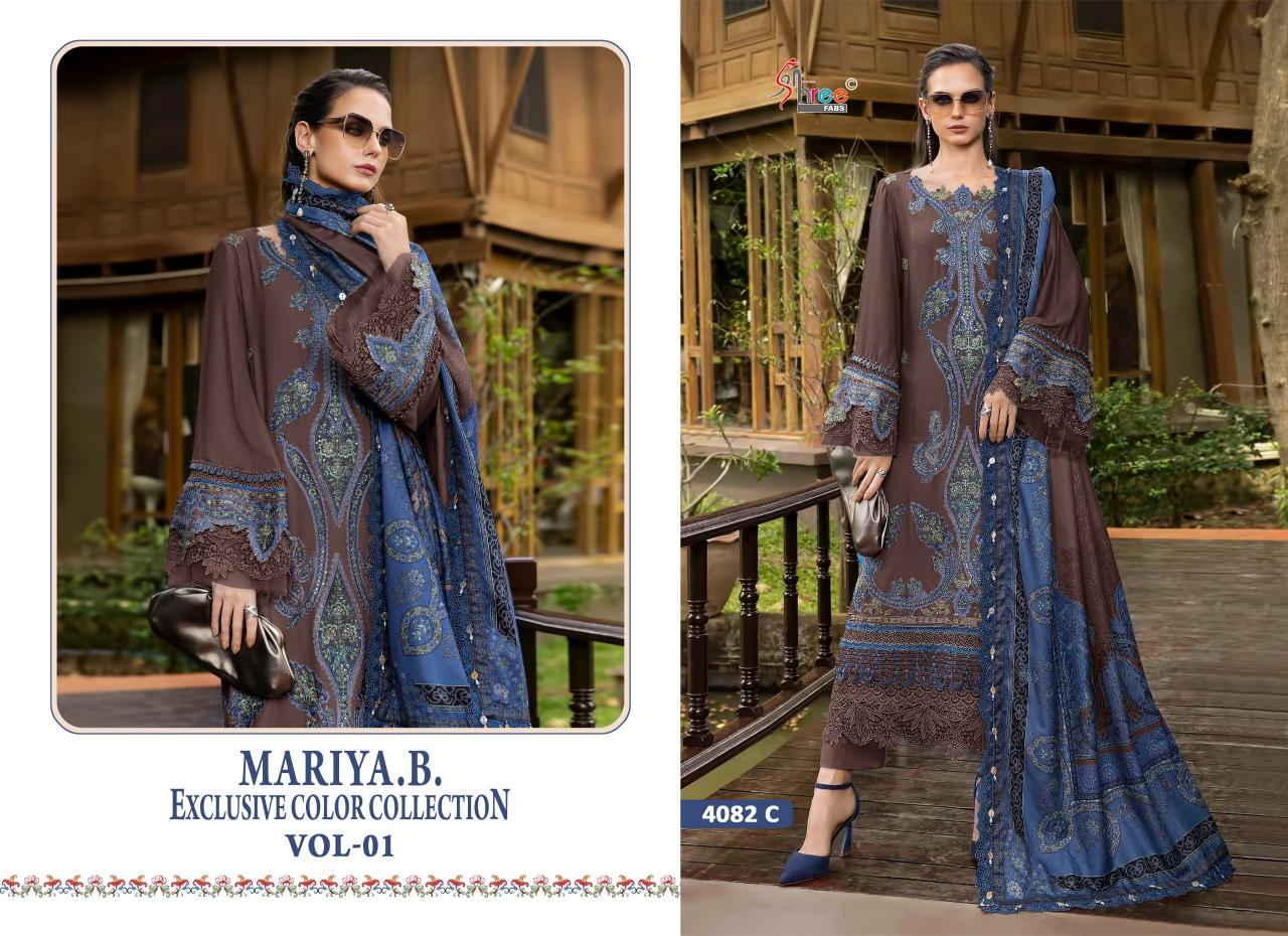 Shree Fabs Mariya B 4082 A To D Cotton Dupatta pakistani copy suits in delhi