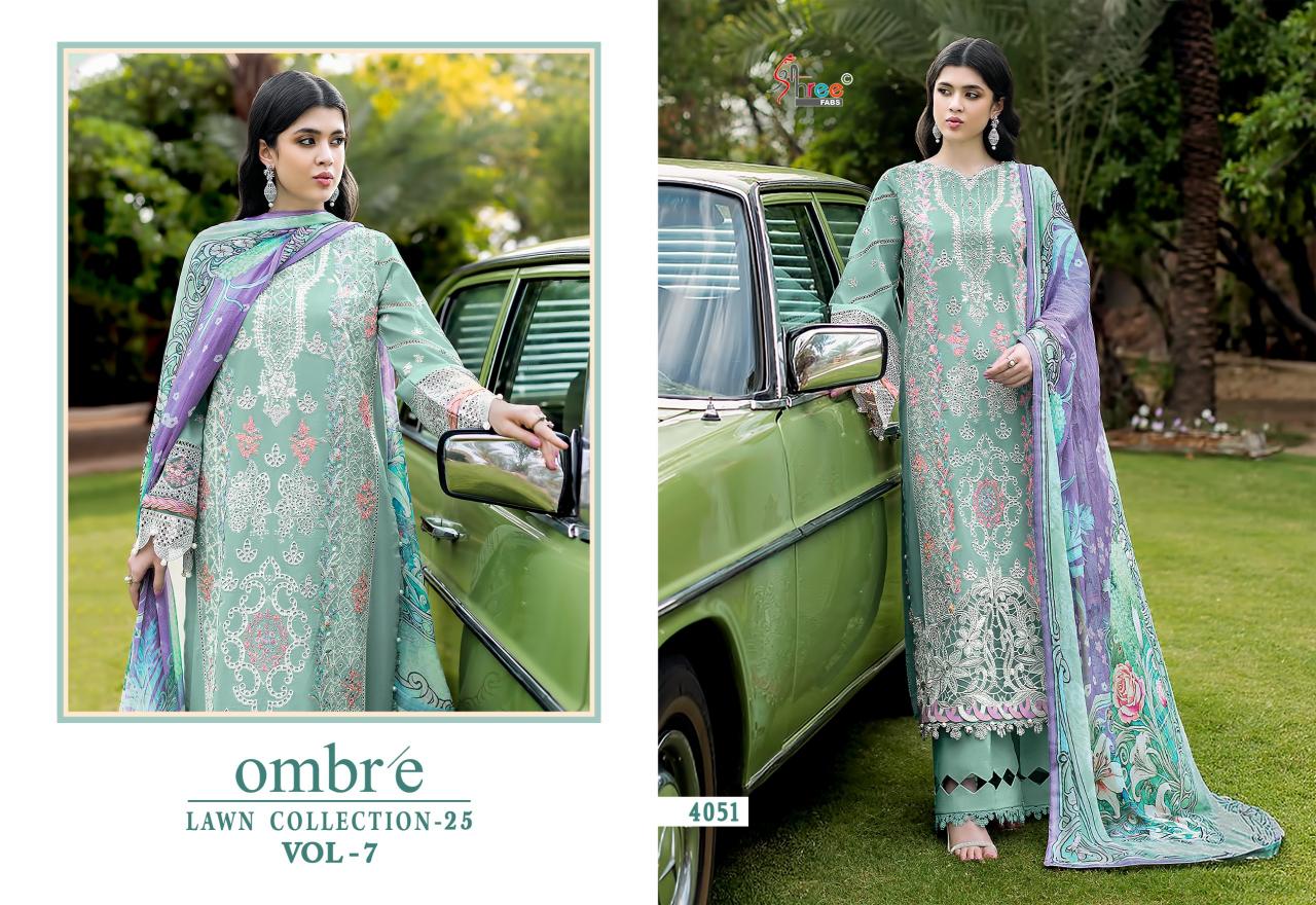 Shree fabs Ombre Lawn Collection 25 Vol 7 catalog Chiffon Dupatta pakistani suits replica in delhi 